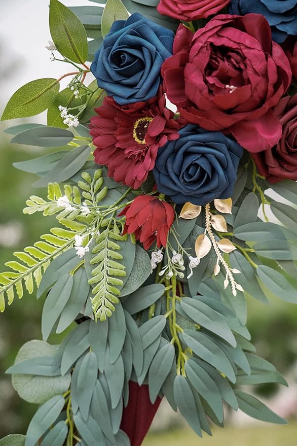 ponatia Wedding Arch Flowers, Burgundy and Navy Flowers Wedding Decorations - Image 8