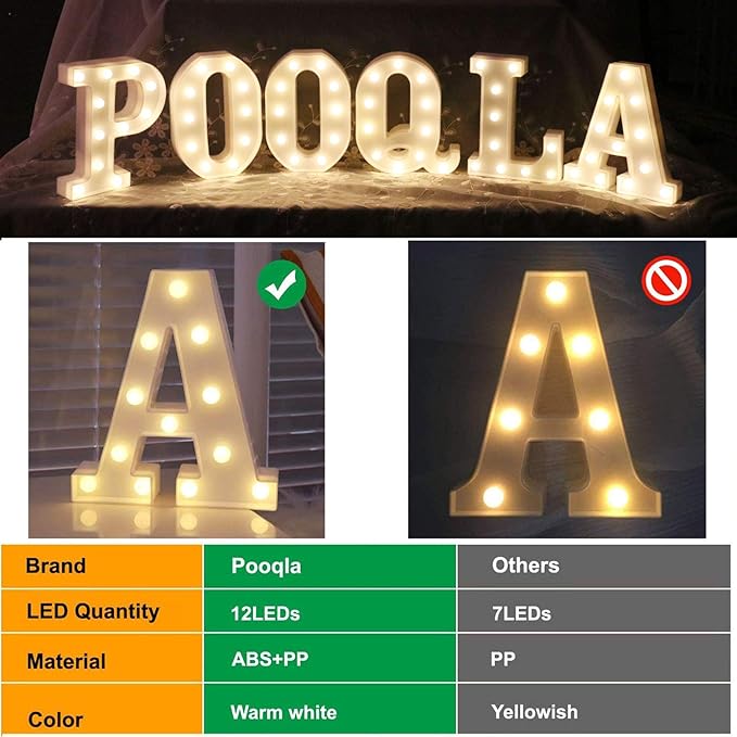 Pooqla LED Marquee Letter Lights Sign, Light Up Alphabet Letter - Image 7
