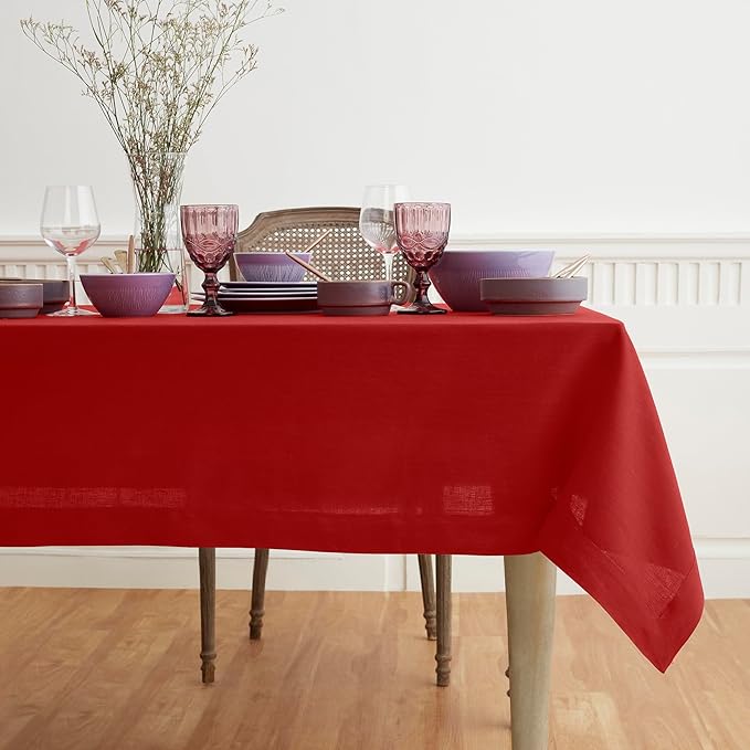 Solino Home Linen Red Tablecloth 60 x 102 Inch by SolinoHome