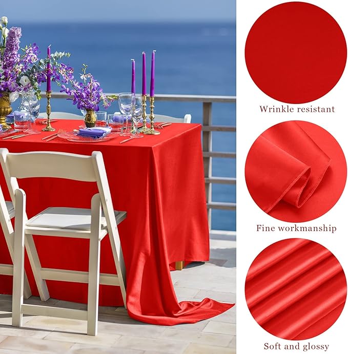 TURSTIN 4 Packs Satin Tablecloth 102 x 58 Inch Overlay Satin Table Cover - Image 3