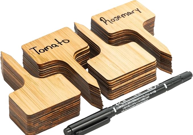 52-Piece Eco-Friendly Bamboo Plant Labels | Beautiful Natural Bamboo Garden by Unknown