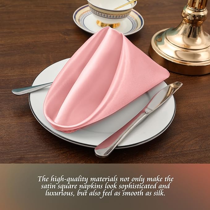 Manyshofu 60 Piece Blush Satin Napkins - Image 2