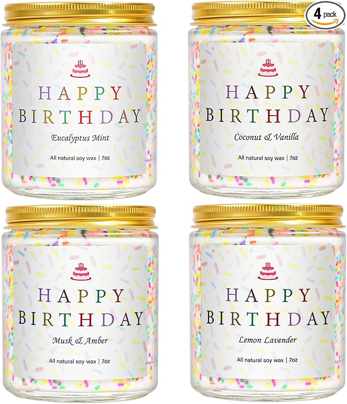 Happy Birthday Candles Set, 4 Pack Birthday Candle Gifts by YINUOLIGHT