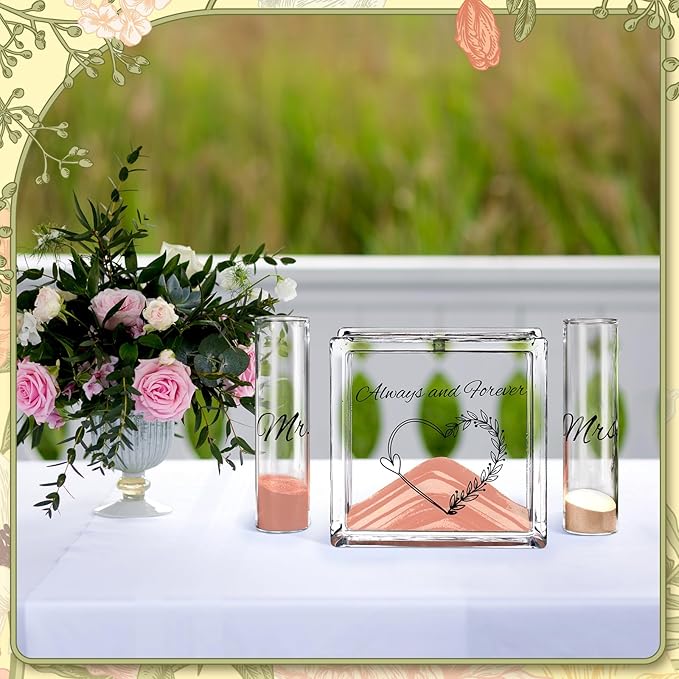 Wedding Unity Sand Set Include Vases Square Glass Jar Container 12 oz Sand - Image 5