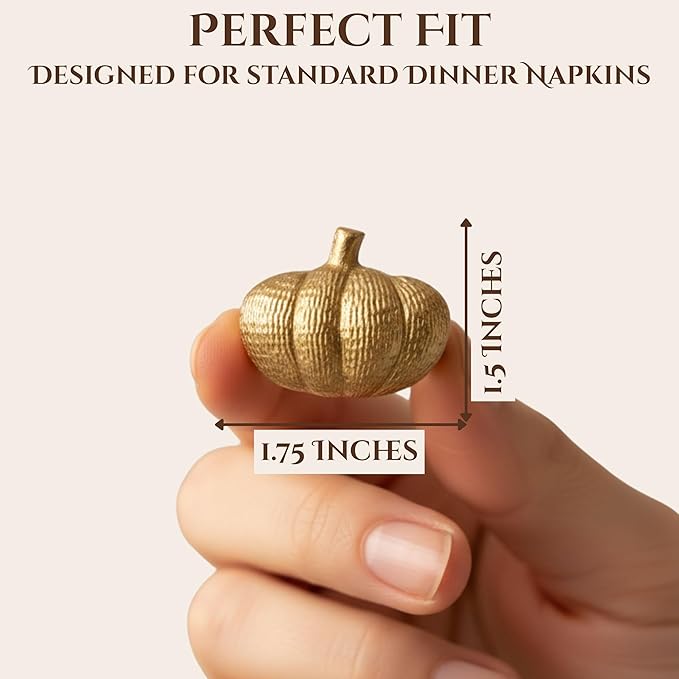 Set of 12 Pumpkin Napkin Rings | Premium Metal Fall Harvest Table Decor | - Image 4