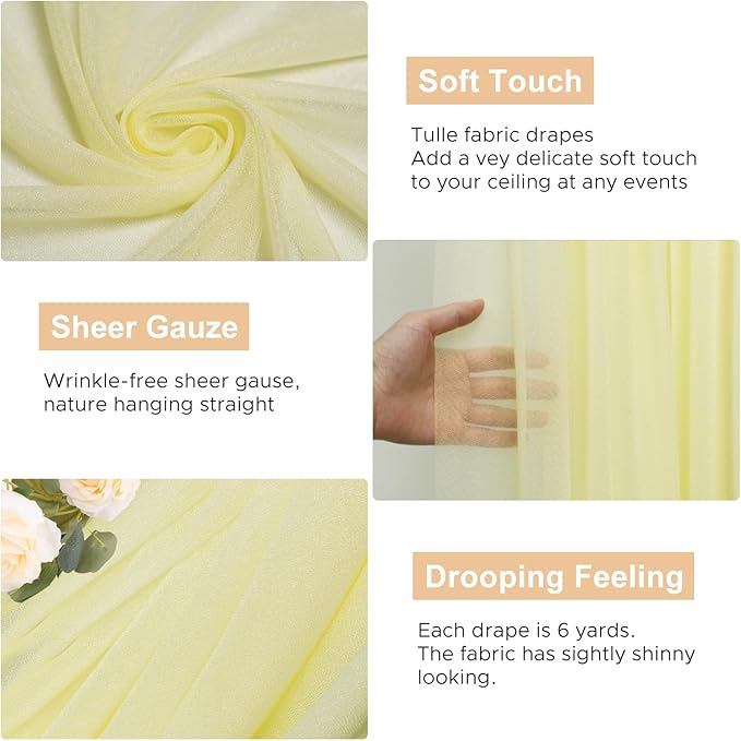 Wokceer Wedding Arch Draping Fabric 28.7" x 20FT Beige Sheer Drapes Backdrop - Image 2