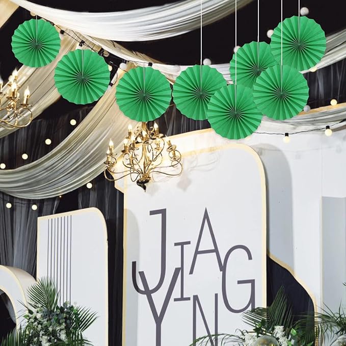 Green Party Decorations, Tennis Party Decorations Party Paper Fans Bulk 12in - Image 4