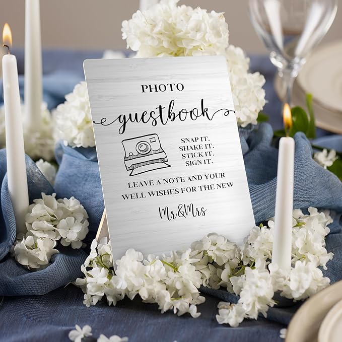 Photo Guest Book Sign Wooden Stand 5x7 Inch, Wedding Guest Book Sign, Guest - Image 2