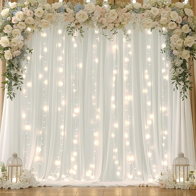10x10ft Cream White Chiffon Backdrop Curtain by Shillance