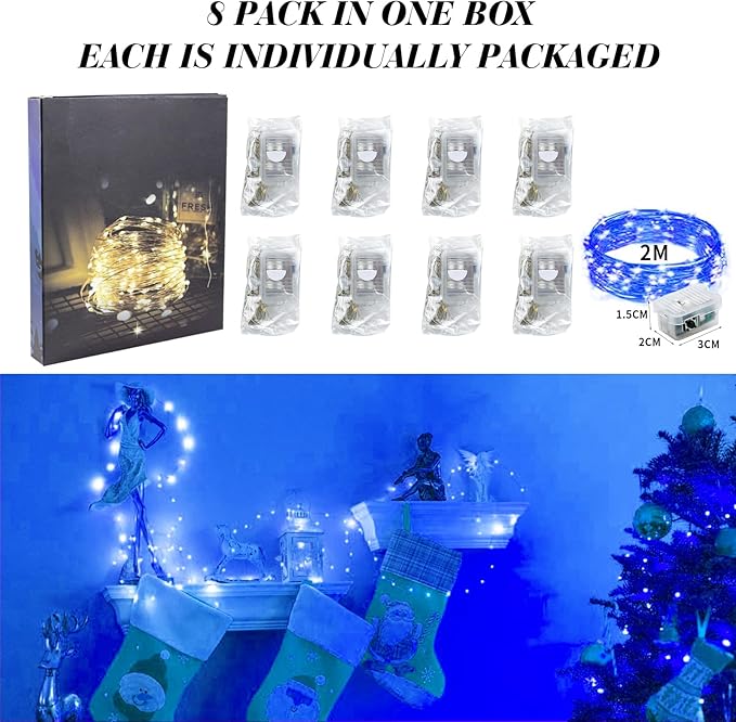 ZGWJ 8 Pack Fairy Lights Battery Operated, 7ft 20 Mini LED Fairy String Lights - Image 6