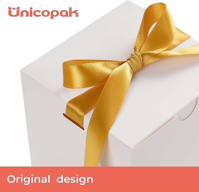 UnicoPak 50 Pack 4x4x4 White Gift Boxes, Elegant Small Gift Boxes - Image 5
