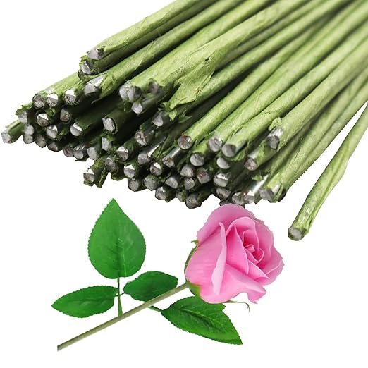 100 Pieces 18 Gauge Green Paper Covered Floral Wire Stems - Image 3