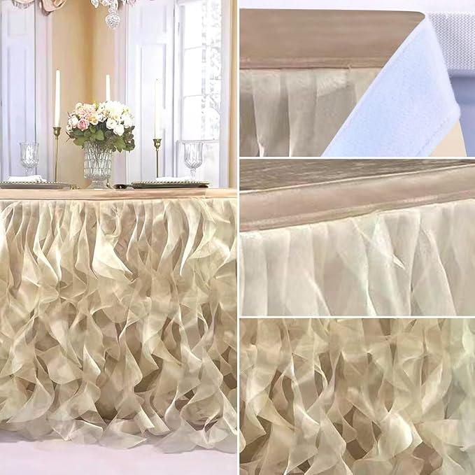 Luxury Organza Mesh Table Skirt Draping Floating Romance - Image 4