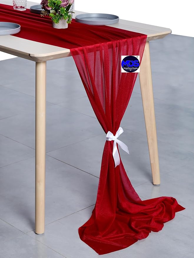 MDS 15 Pack 10ft Chiffon Table Runner 29 x 120 Inches Sheer Wedding Runner - Image 4
