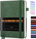 Lined Journal Notebook for Women Men, 256 Numbered Pages Hardcover Leather by Unknown