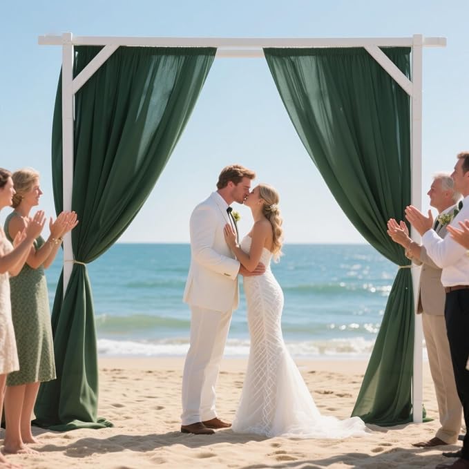 VOK Dark Green Wedding Arch Draping Fabric Chiffon Fabric, 29in x 18Ft 2 Panels - Image 6