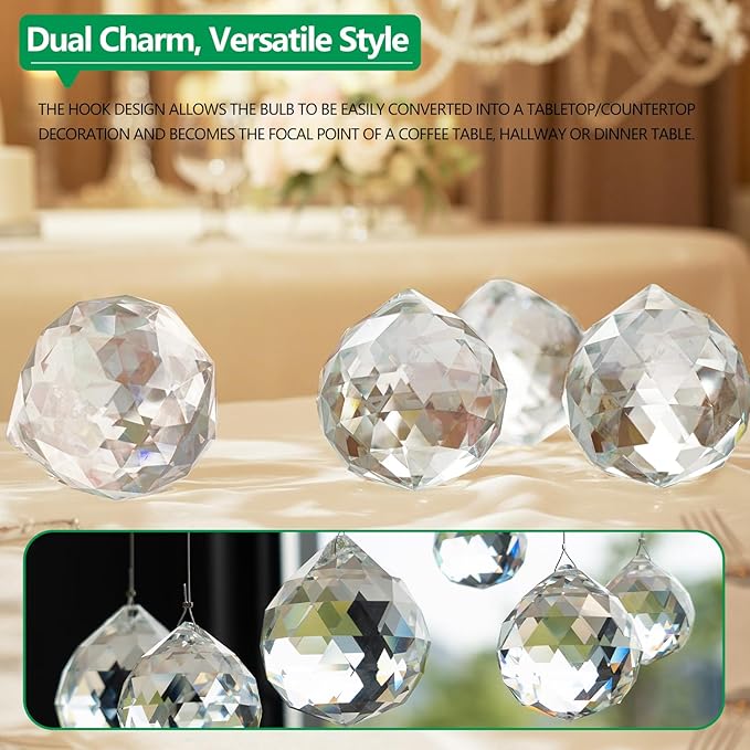 10pcs Crystal Ball Prism Sun Catcher Rainbow Maker Pendants 40mm Decorative - Image 3