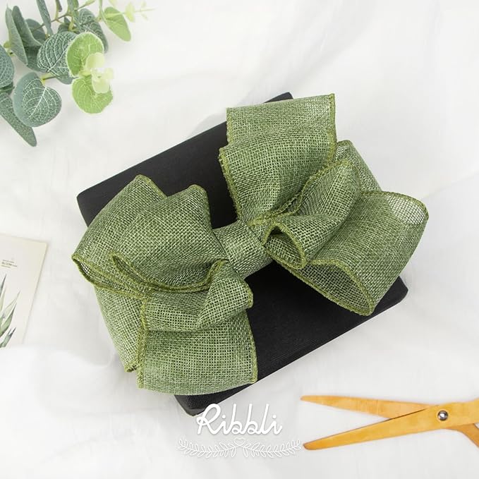 Ribbli Sage Green Burlap Wired Ribbon, 2-1/2” Inch x Continuous 20 Yard - Image 3
