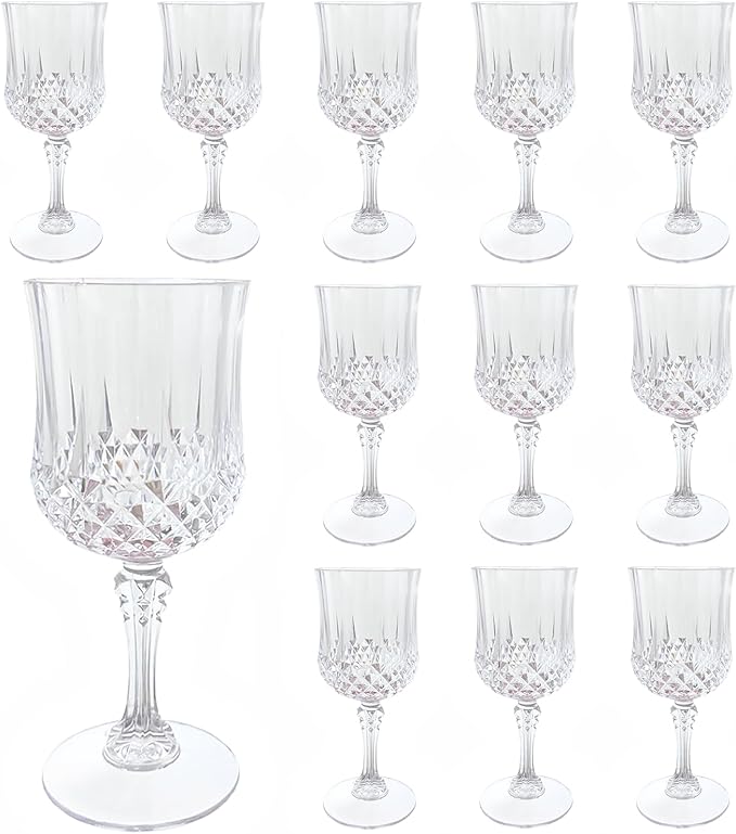 Plastic Wine Glasses，Plastic Goblets Vintage Style Cordial Drinking Glasses by LEYIQUCHAMPAGNEWINEGLASSES
