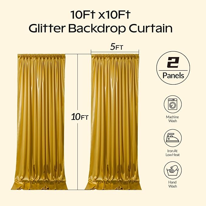 Dark Gold Glitter Backdrop Curtain - Image 9