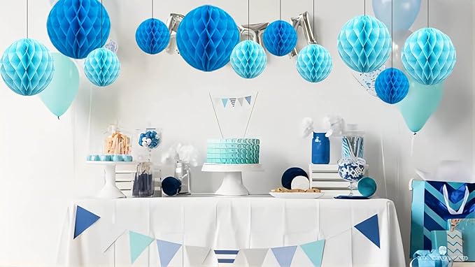 ZOOYOO 12Pcs 6" 10" Honeycomb Balls Decorations Hanging Tissue Paper Pom poms - Image 4