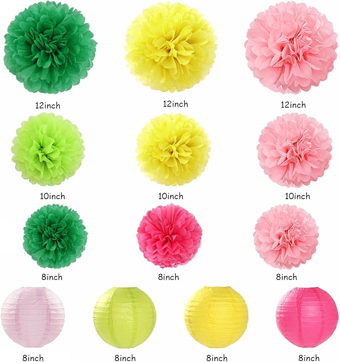 Hawaiian Pink Green-Yellow Party-Decorations - Image 3