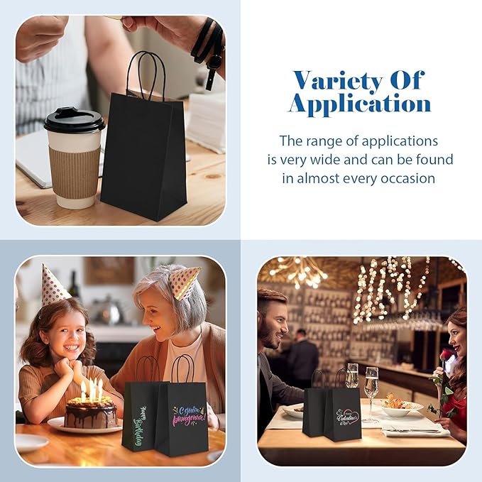 GSSUSA 200 Pack Black Paper Gift Bags 5.25x3.75x8'', Merchandise - Image 6