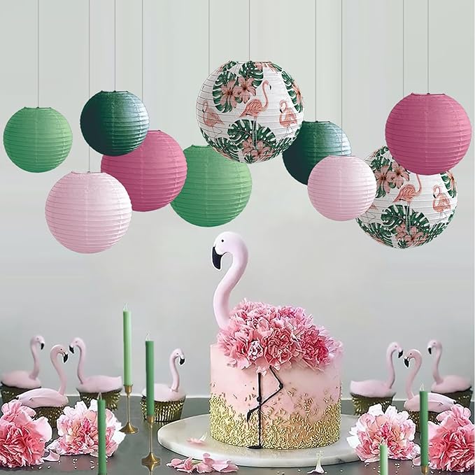 Jungle Tropical Flamingo Theme Bohemian Paper Lantern set10pcs - Image 2
