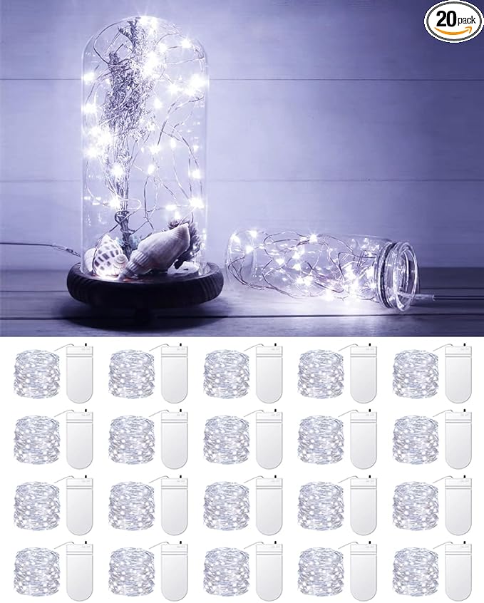 20 Pack Fairy Lights Battery Operated 3.3ft 20 LED Mini String Twinkle Copper by HOBAYS