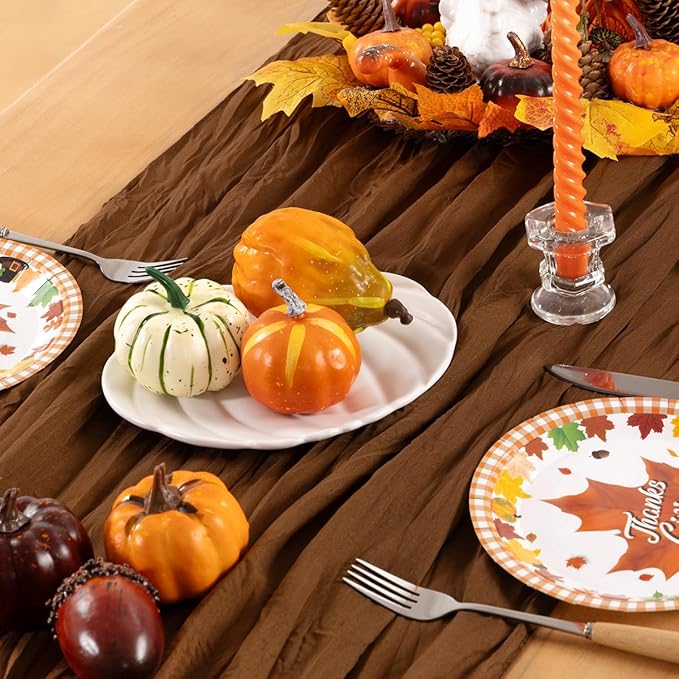 Brown Cheesecloth Table Runner Tan 10 Pack Fall Table Runners Boho Gauze 120 - Image 3