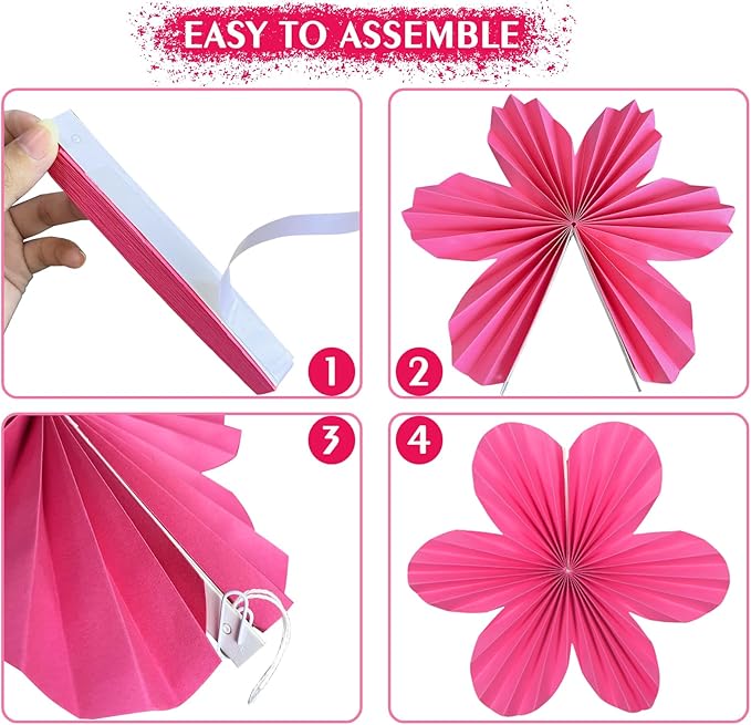 ADLKGG Paper Flowers Leaves Fan Party Decorations, Hanging Flower Wall Backdrop - Image 4