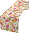 Ice Cream Popsicles Table Runner, Watercolor Summer Seasonal Fruit Peach Kiwi by SHElifestyle