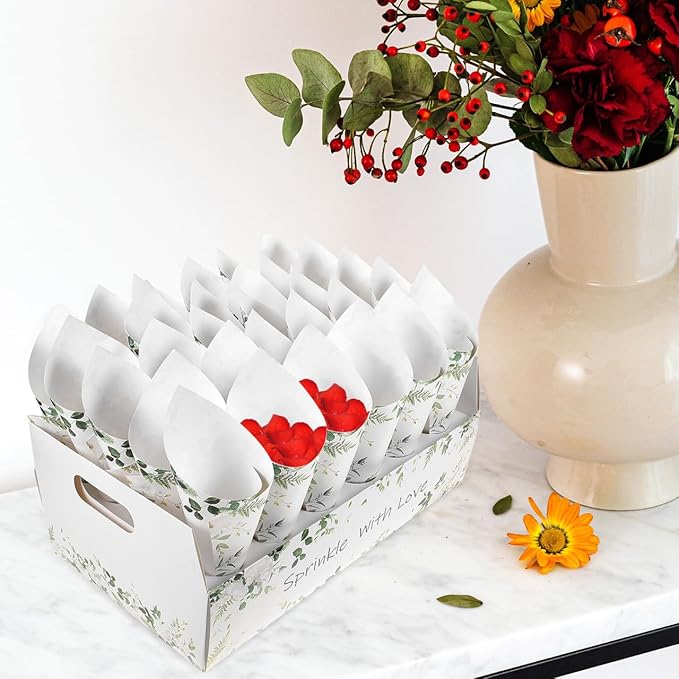 CIMAXIC Wedding Confetti Cone Holder Box - Image 6
