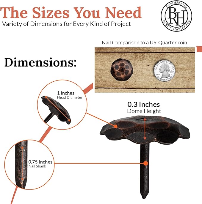 10 Pack 1" Small Round Head Iron Clavos Decorative Nails – Oil Rubbed Bronze – - Image 4