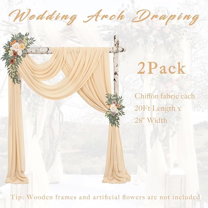 2 Panels Wedding Arch Draping Fabric 20Ft Length x 28" Width Champagne Arch - Image 6