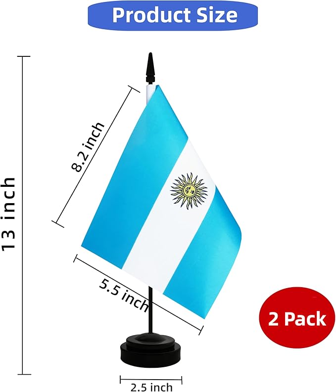 2 Pack Argentina Desk Flag, Argentinian Table Office Flag - Image 2