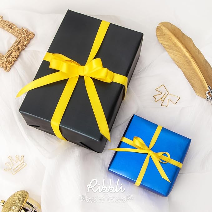Ribbli Maize Yellow Satin Ribbon Double Faced Satin 1/4 Inch x Continuous 100 - Image 3