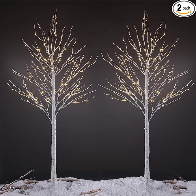 LIGHTSHARE 8 Feet 132L LED Birch Tree Lights, Warm White, by Lightshare