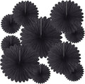 20 Pcs Black Hanging Paper Fan, Round Paper Fans Decorations Set by Tisspoms