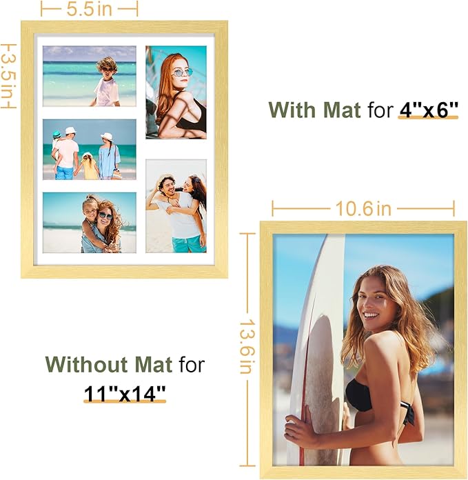 Vittanly 11x14 Collage Picture Frame, Displays 5Pcs 4x6 Pictures - Image 6