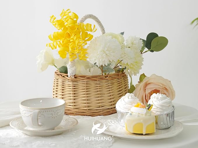HUIHUANG Yellow Present Bows Gift Wrap Accessory Curly Ribbon Gift Bows 5 inch - Image 5
