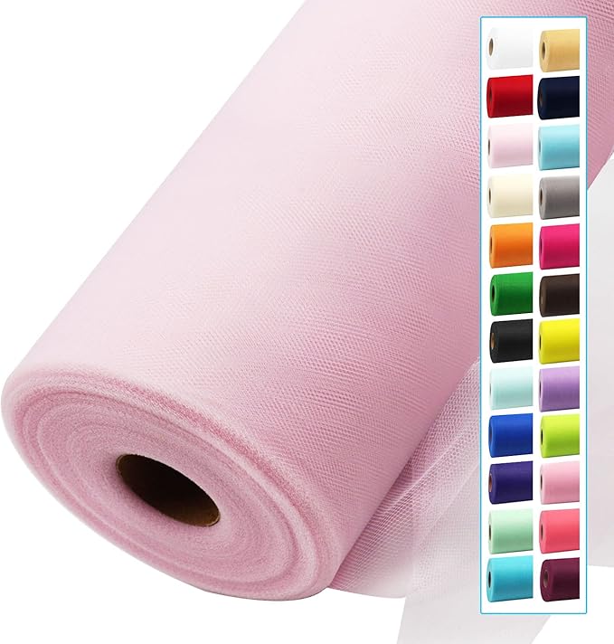 Light Pink Tulle Fabric Rolls 54 Inch by 40 Yards Tulle Bolt Spool by IONTACH