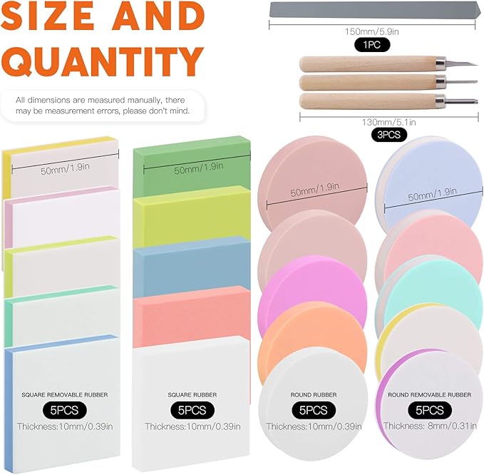 Rustark 22 Pcs Mixed Rubber Stamp Carving Blocks Set - Image 2