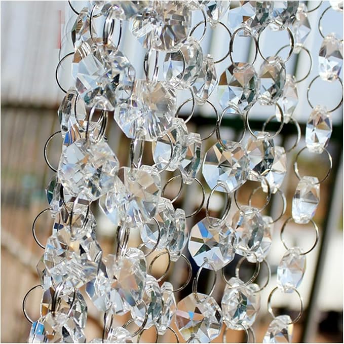 16FT Clear Crystal Glass Garland Strands, Hanging Chandelier Bead Chain - Image 5