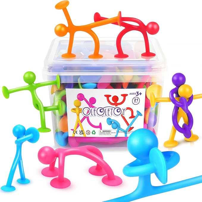 OleOletOy Suction Fidget Toys for Kids: 21 Pack Suction Cup People Toys by OleOletOy