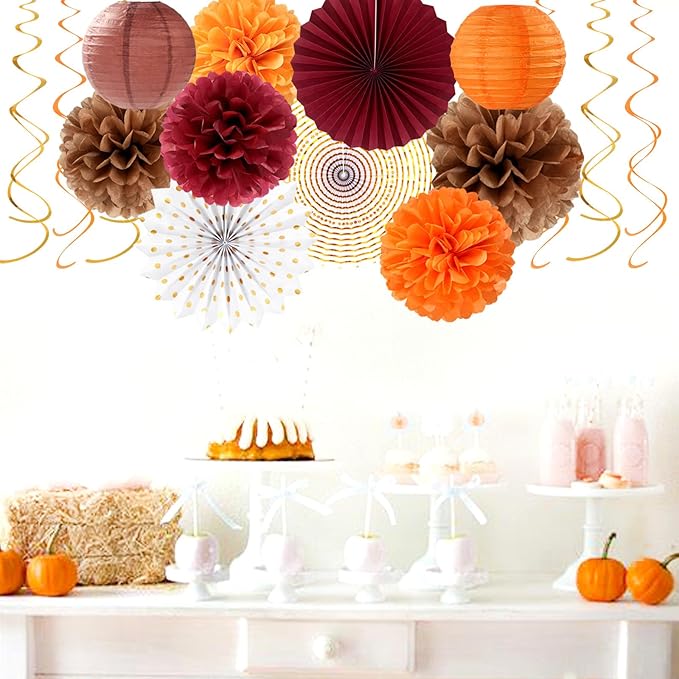 Boho Baby-Shower Burgundy Brown-Orange Party-Decorations - Image 4