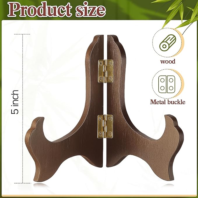 Tatuo 4 Packs Wooden Display Stand Decorative Plate Stands - Image 2