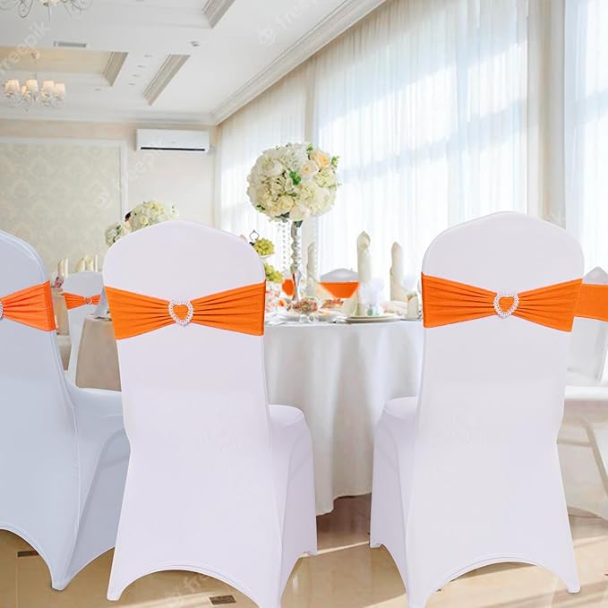 Howhic Pack of 120 Spandex Chair Sashes Bows Stretch Chair Cover Band - Image 6