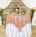 ShinyBeauty Small Tablecloth Square 36x36-Inch Rose Gold Sequin Tablecloths by ShinyBeauty