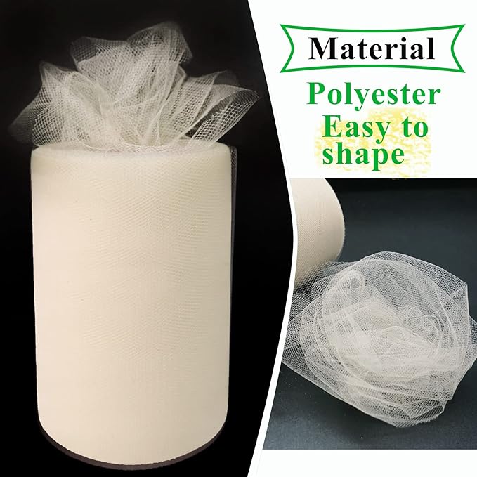 Ivory Tulle Fabric Rolls 6 Inch by 100 Yards Fabric Spool Tulle Ribbon - Image 3